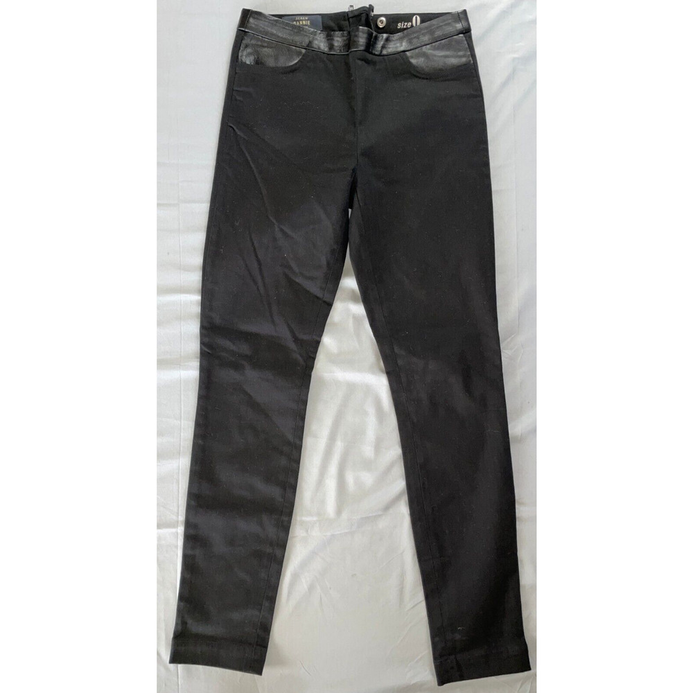 J Crew Dannie Stretch Rear Zip Skinny Pants With Faux Leather Trim Women's Sz 0
